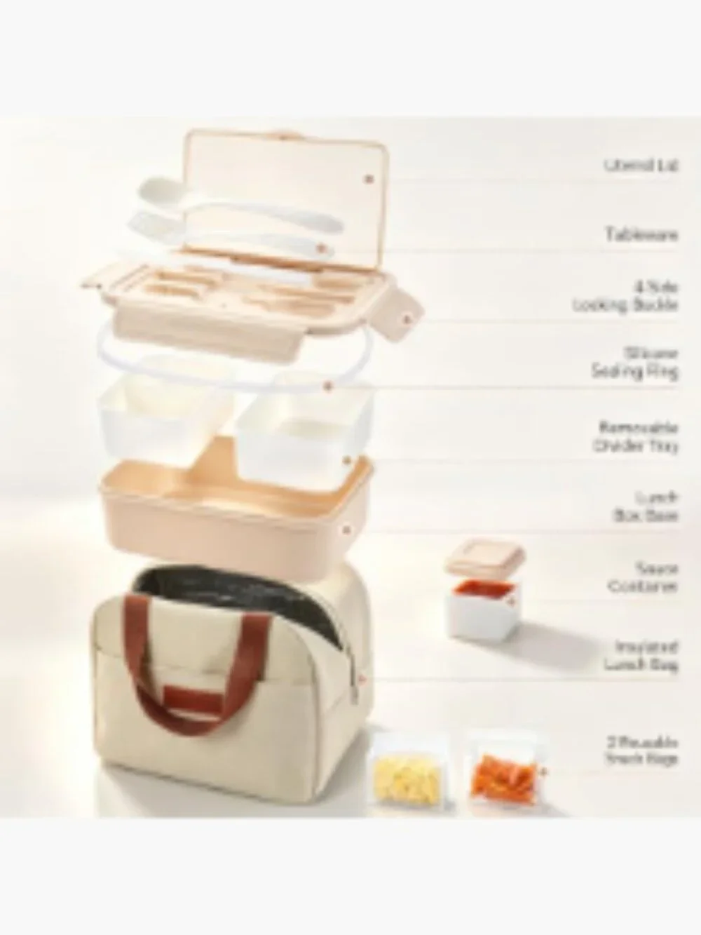 Bento Lunch Box Set with Insulated Bag, Utensils, BPA-Free, Microwave &